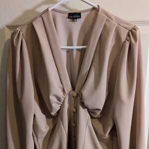 Zenobia Womes Size 1XL Vintage Look Beige Knit Blouse